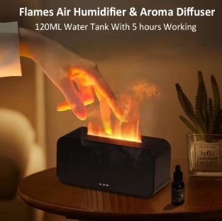 Flame Aroma Diffuser - Essential Oil Humidifier with LED Light
