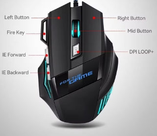 Title: 7-Button Pro Gaming Mouse - 5500 DPI, LED Optical Sensor, USB Wired