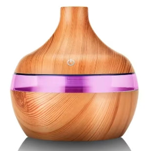 Wood Design Ultrasonic Aroma Diffuser - 300ml Essential Oil Humidifier with 7-Color LED
